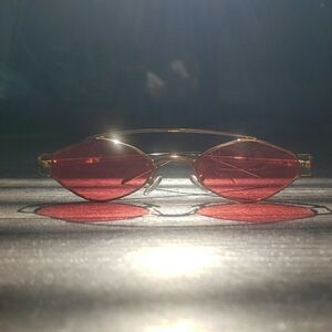 Gold Frame Sunglasses with Pink Lenses